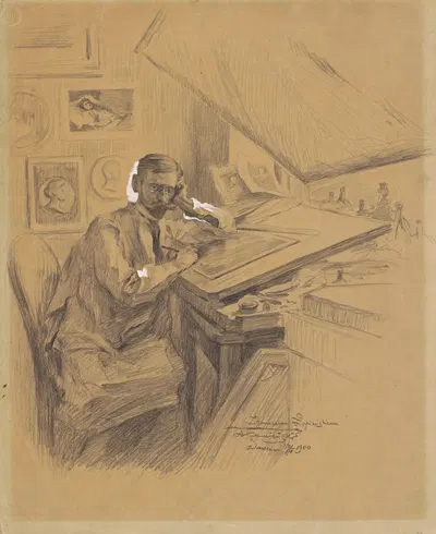 Portrait of Ignacy Łopieński in His Studio by Антоний Каменьский, 1900 — digital art print download