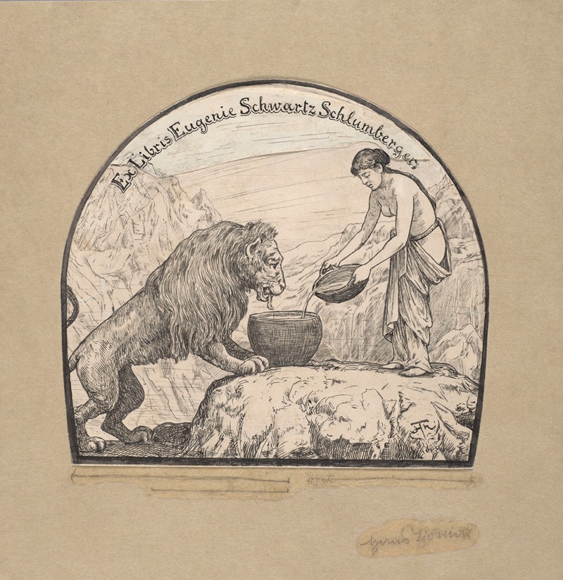 Bookplate Design for Eugenie Schwartz Schlumberger — Hans Thoma