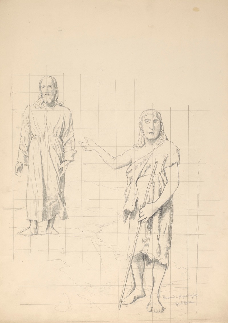 Christ and St John the Baptist by Ханс Тома, 1812 — digital art print download
