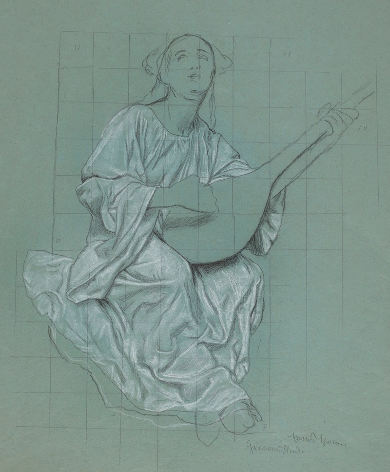 Female Lute Player by Ханс Тома, 1908 — digital art print download
