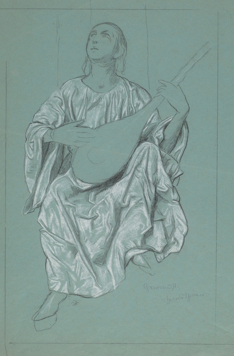 Female Lute Player by Ханс Тома, 1908 — digital art print download