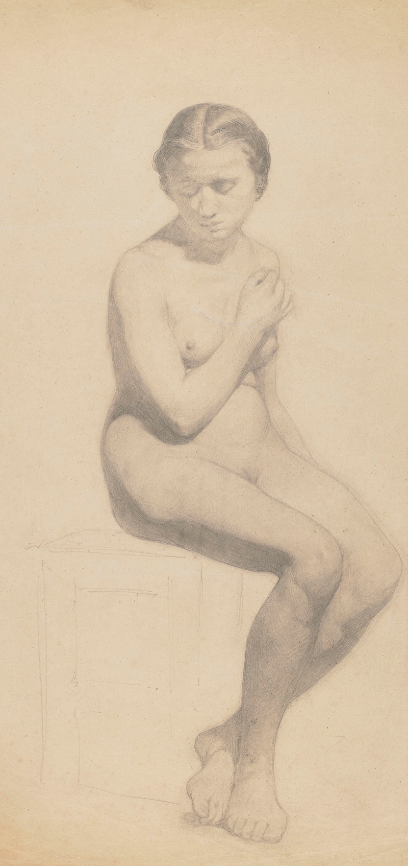 Female Nude, Sitting by Ханс Тома, 1860 — digital art print download