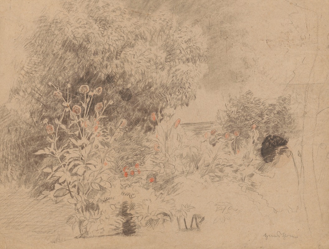 Flowers and bushes by Ханс Тома, 1890 — digital art print download