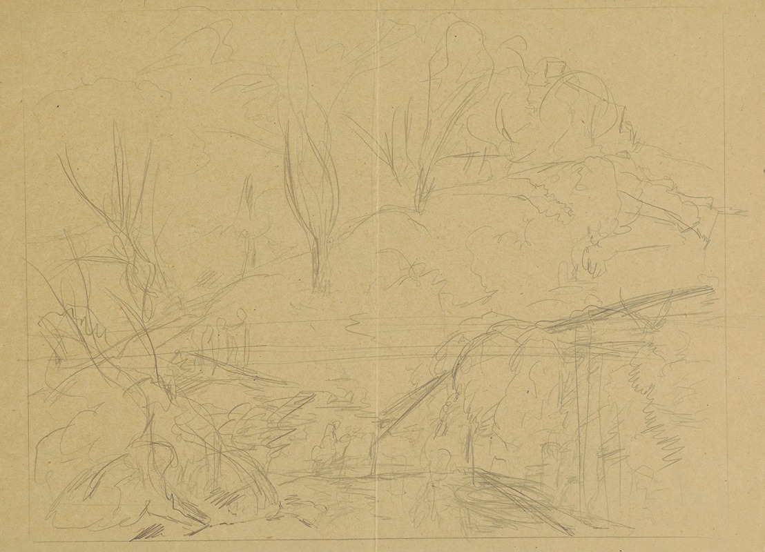Hill overgrown with trees and shrubs by Ханс Тома, 1880 - 1920 — digital art print download