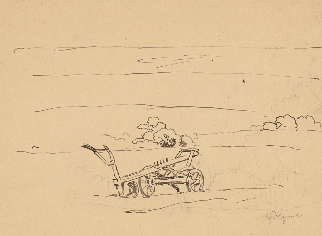 Landscape with a Plough Standing in the Field — Hans Thoma