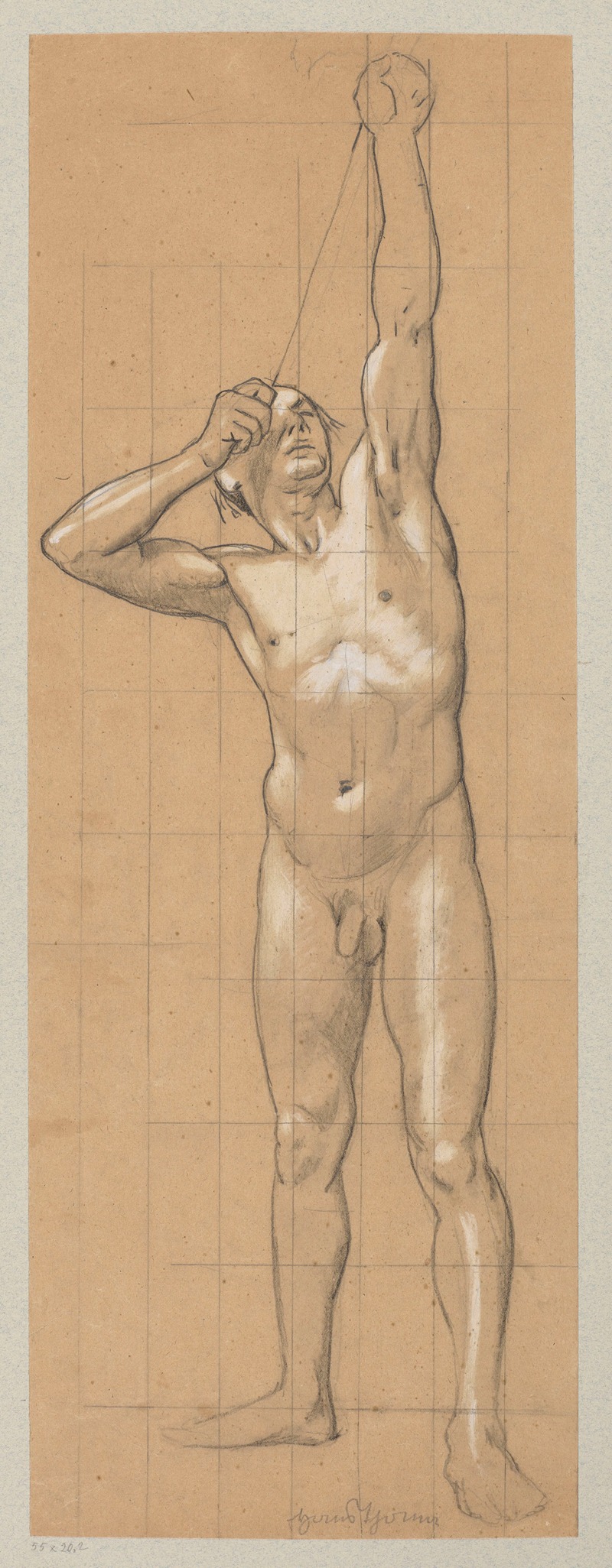Male Nude – Man Shooting a Bow — Hans Thoma
