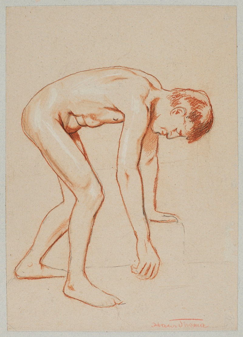 Male Nude Leaning Forward in Profile by Ханс Тома, 1890 - 1900 — digital art print download