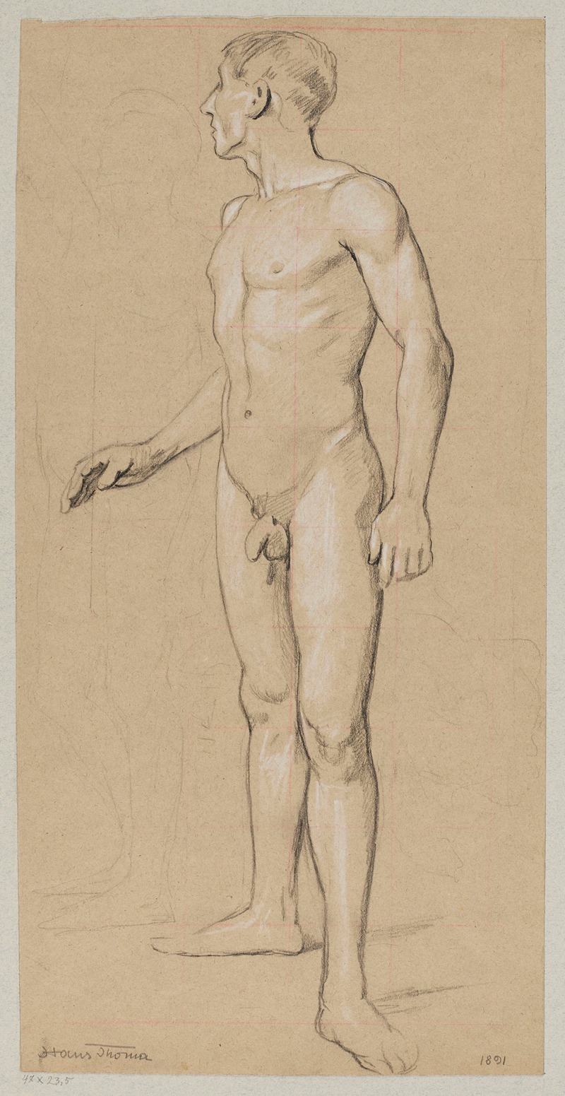 Male nude by Ханс Тома, 1891 — digital art print download