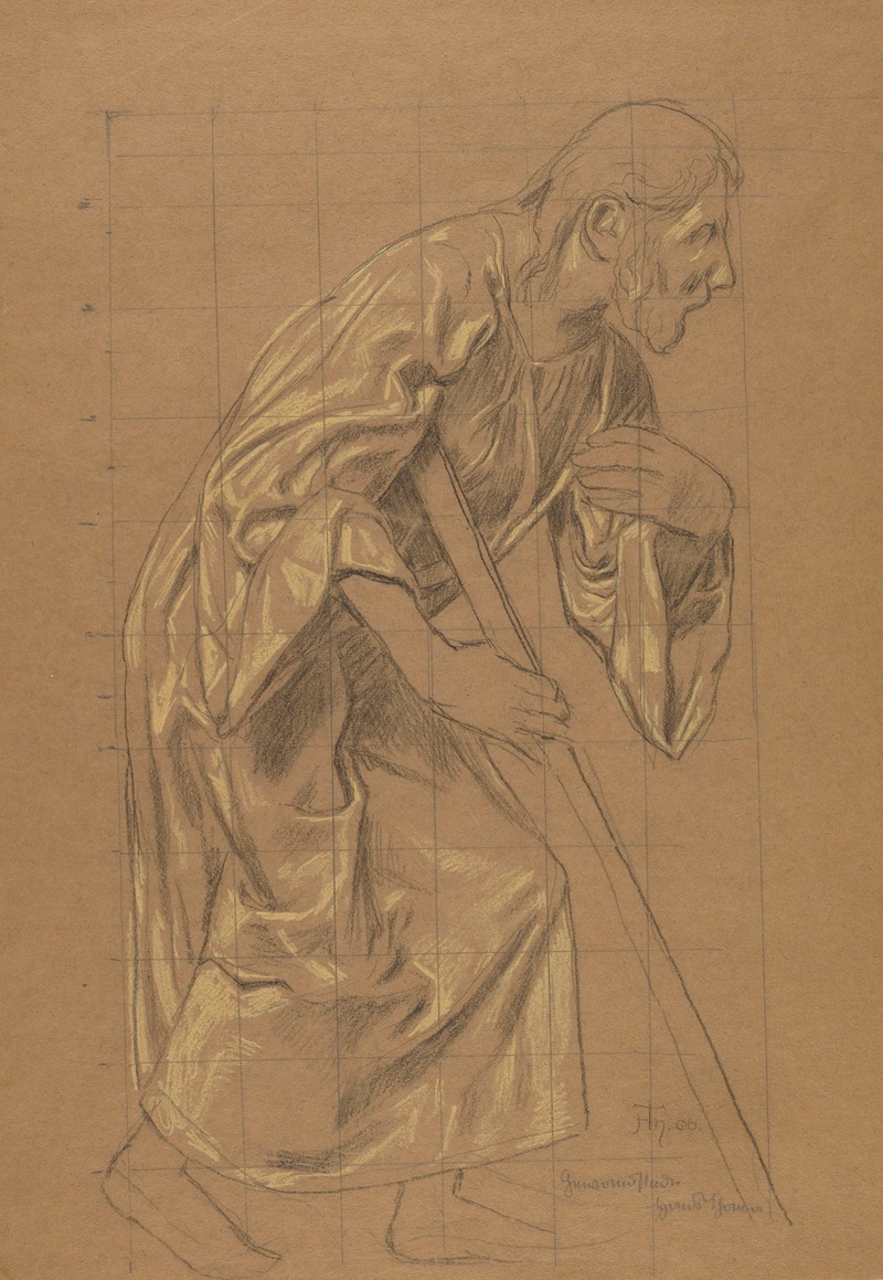 Man in a Long Robe, Leaning on a Stick by Ханс Тома, 1906 — digital art print download