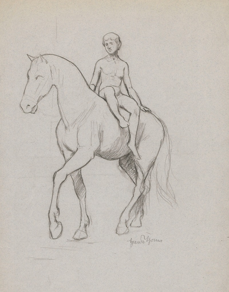 Naked young man on horseback — Hans Thoma