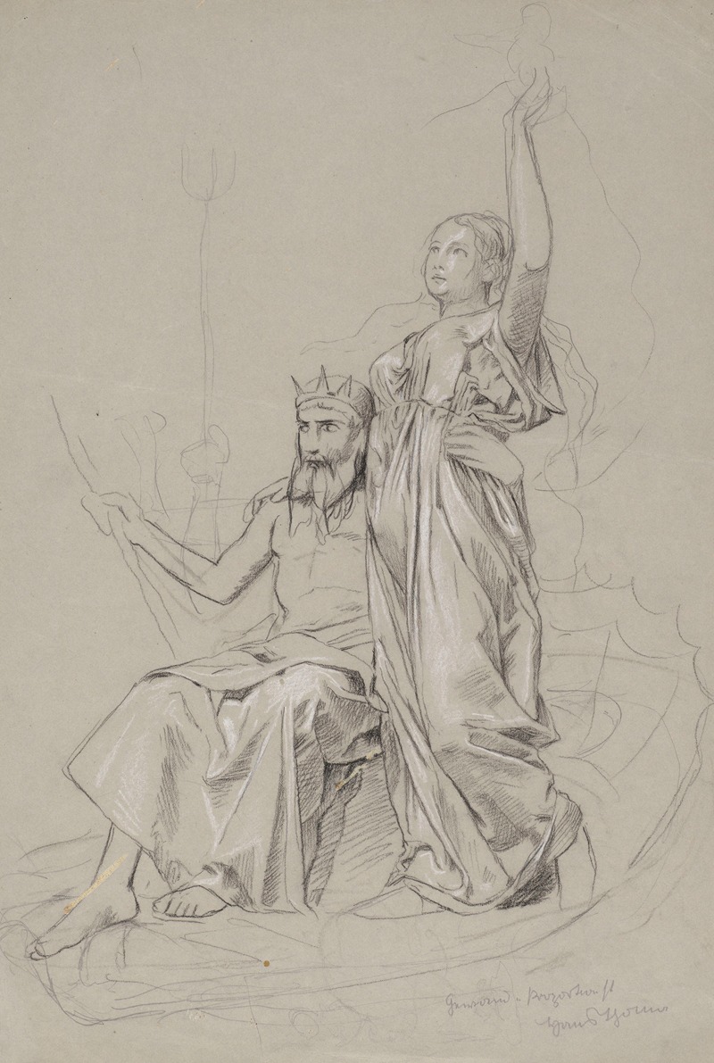 Neptune Sailing on a Shell with Amphitrite by Ханс Тома, 1879 — digital art print download