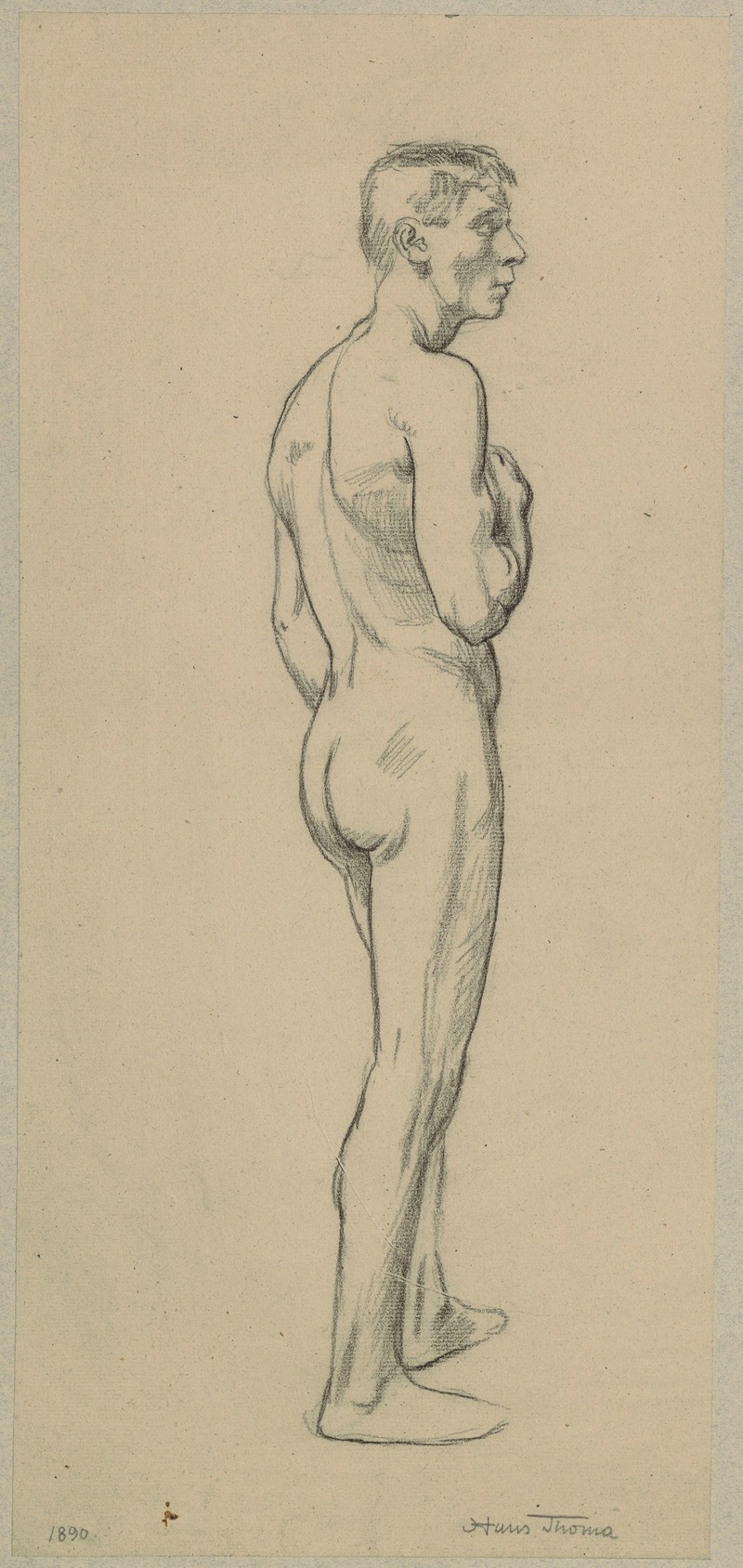 Nude mane depicted from the back by Ханс Тома, 1890 — digital art print download