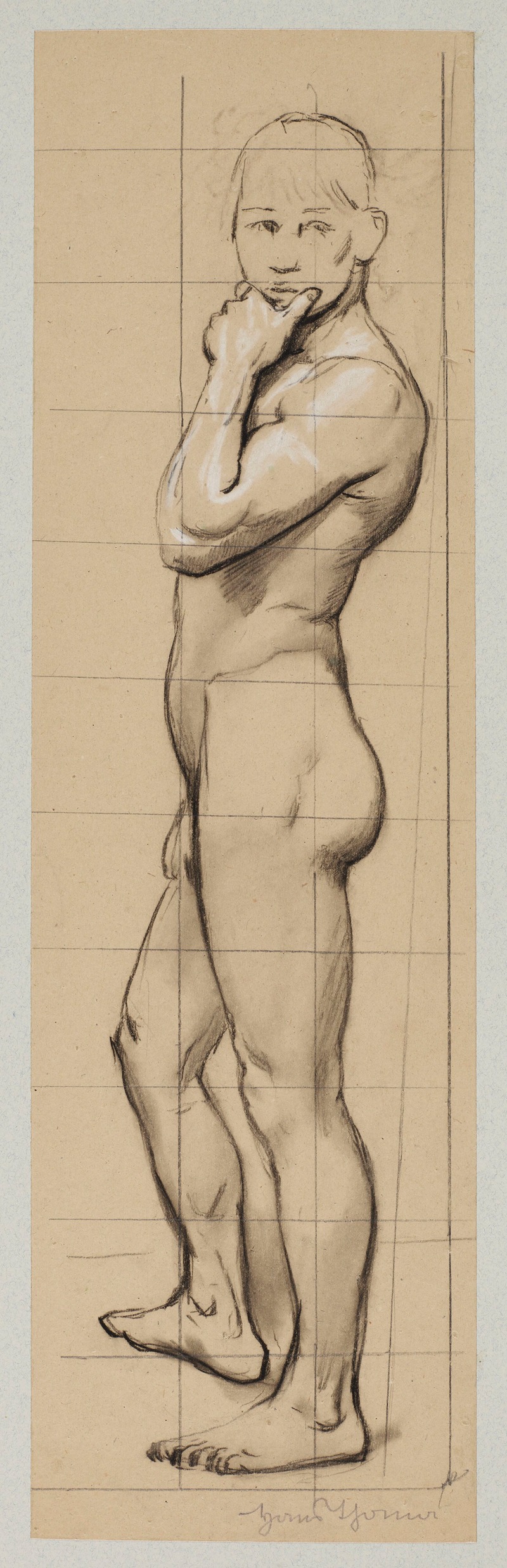 Nude young man, sideways by Hans Thoma, 1891 — digital art print download