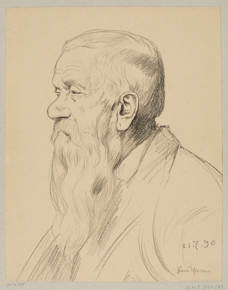 Old Man with a Long Beard Shown in Profile by Ханс Тома, 1890 — digital art print download