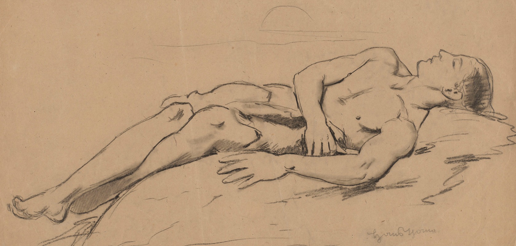 Reclining Semi-Nude Young Man by Ханс Тома, 1859 - 1924 — digital art print download