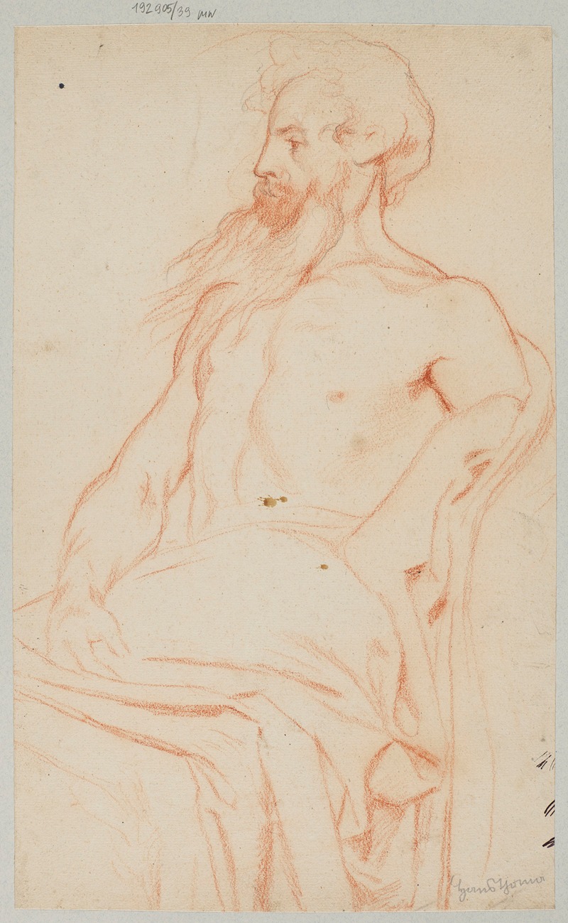 Semi-Nude Old Man with a Beard by Ханс Тома, 1880 — digital art print download