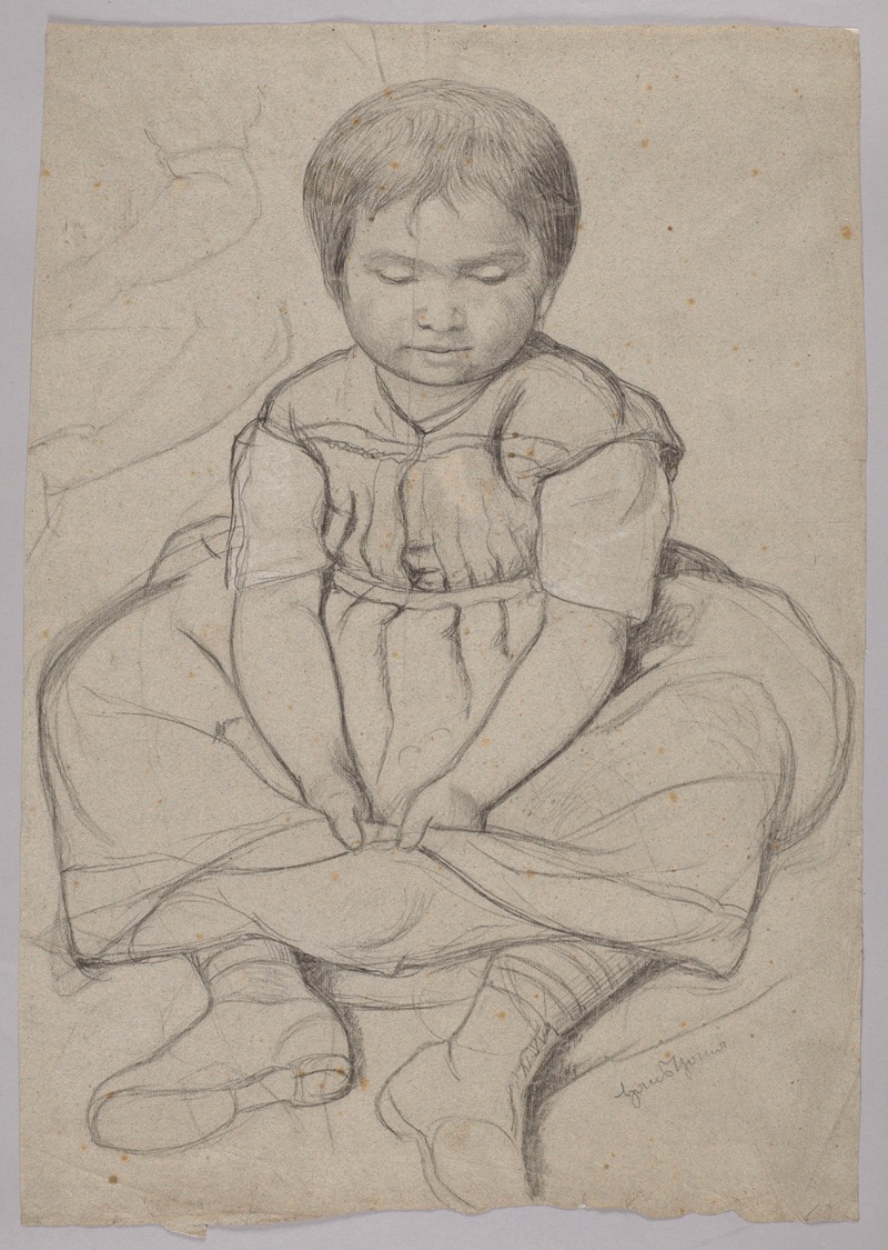 Sitting Girl by Ханс Тома, 1878 — digital art print download