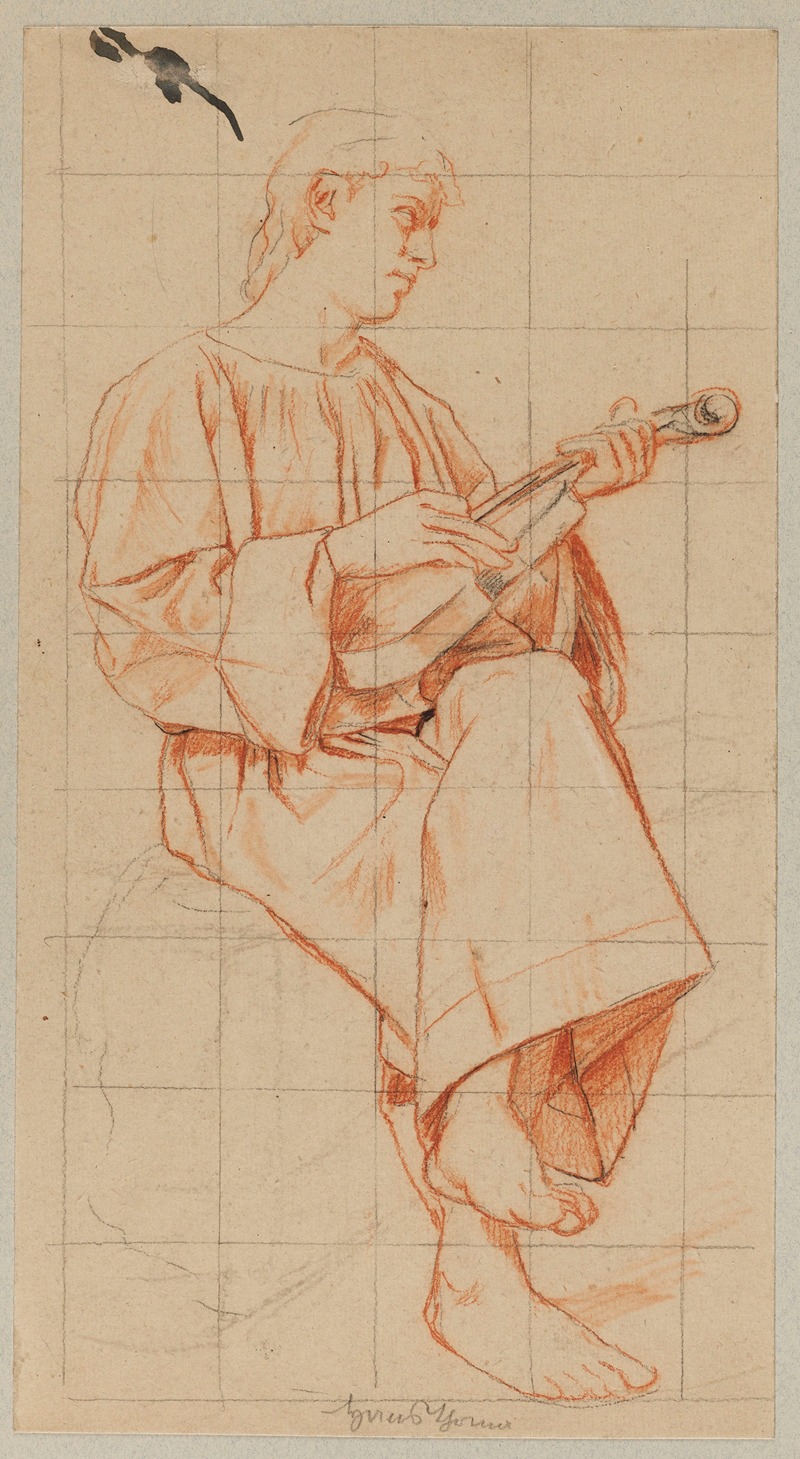 Sitting Man with the Violin by Ханс Тома, 1895 — digital art print download