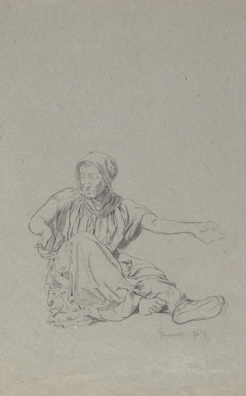 Sitting Old Woman by Ханс Тома, 1889 — digital art print download