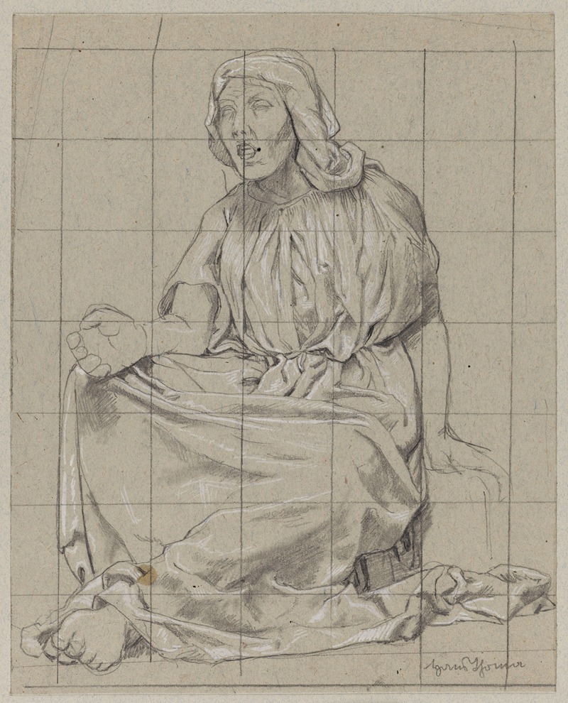 Sitting Woman in a Draped Robe — Hans Thoma