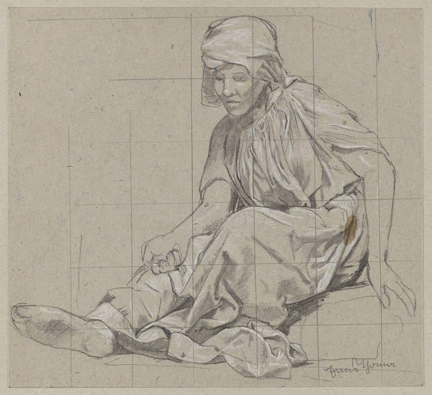 Sitting Woman in a Draped Robe — Hans Thoma