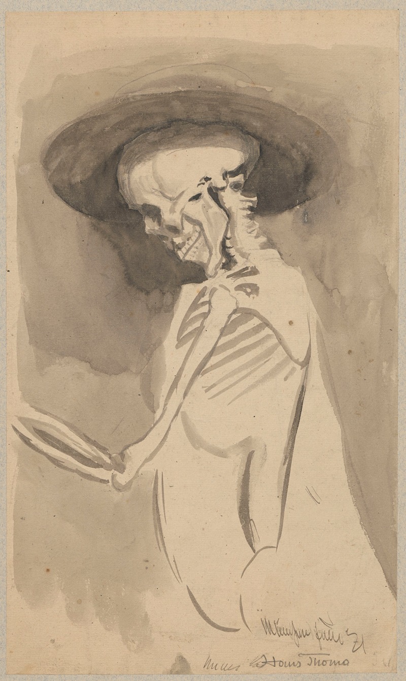Skeleton in a hat by Ханс Тома, 1871 — digital art print download