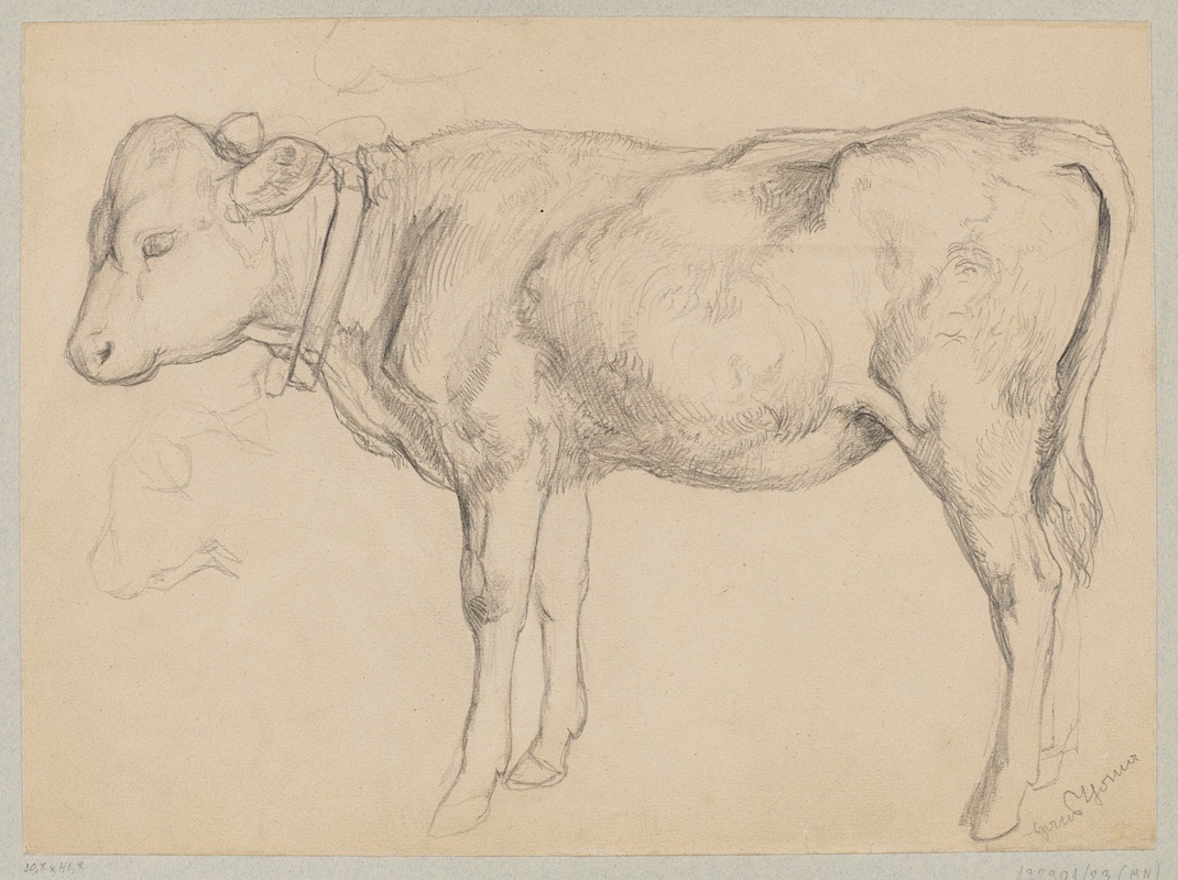 Sketch of a bull in profile — Hans Thoma