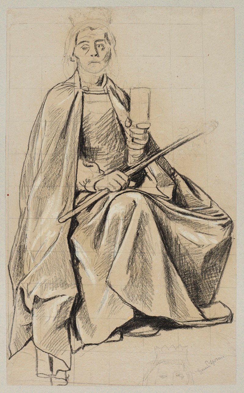 Study for the figure of King Gambrinus — Hans Thoma