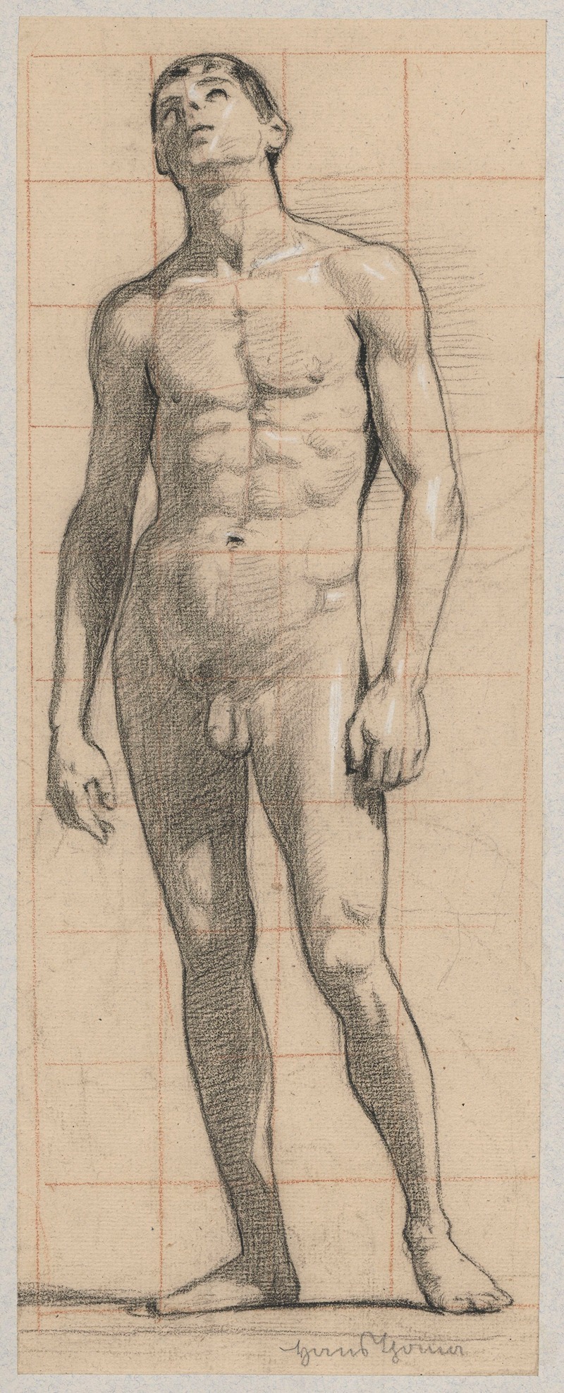 Study for the painting “Young man on a fish” — Hans Thoma