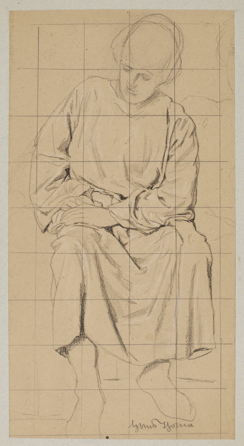 Study of a sitting figure in a long robe — Hans Thoma