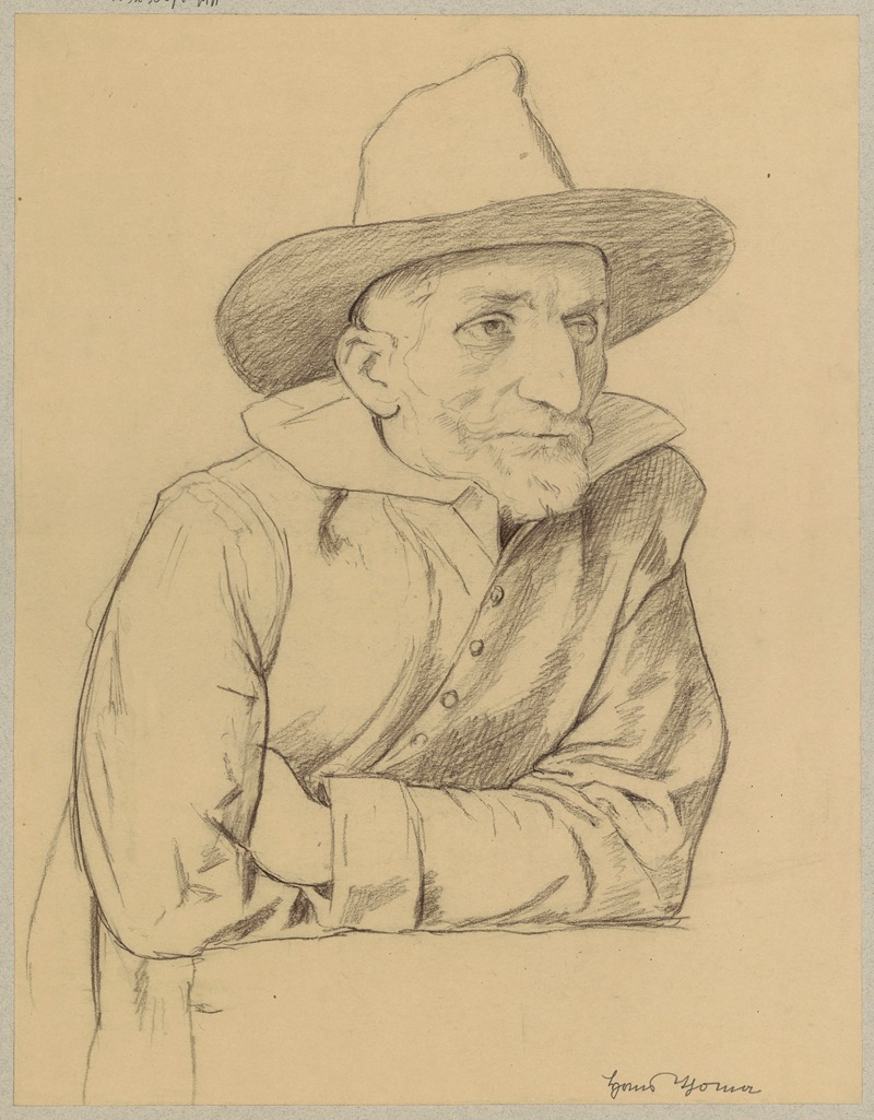 Study of an old, bearded man in a hat — Hans Thoma