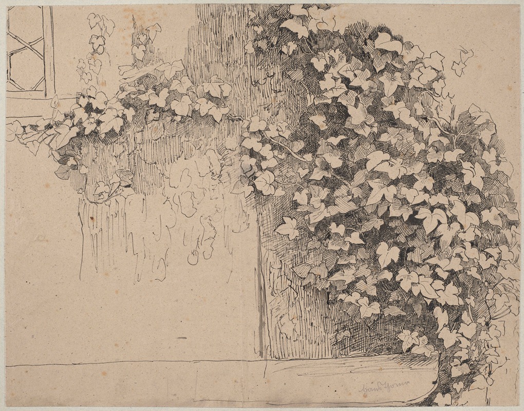 Study of Ivy Climbing Up the Wall — Hans Thoma