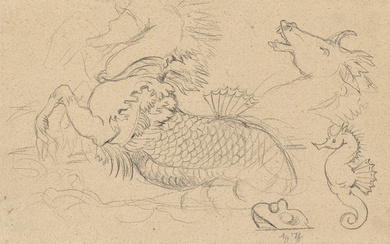 Study of sea creatures by Ханс Тома, 1879 — digital art print download