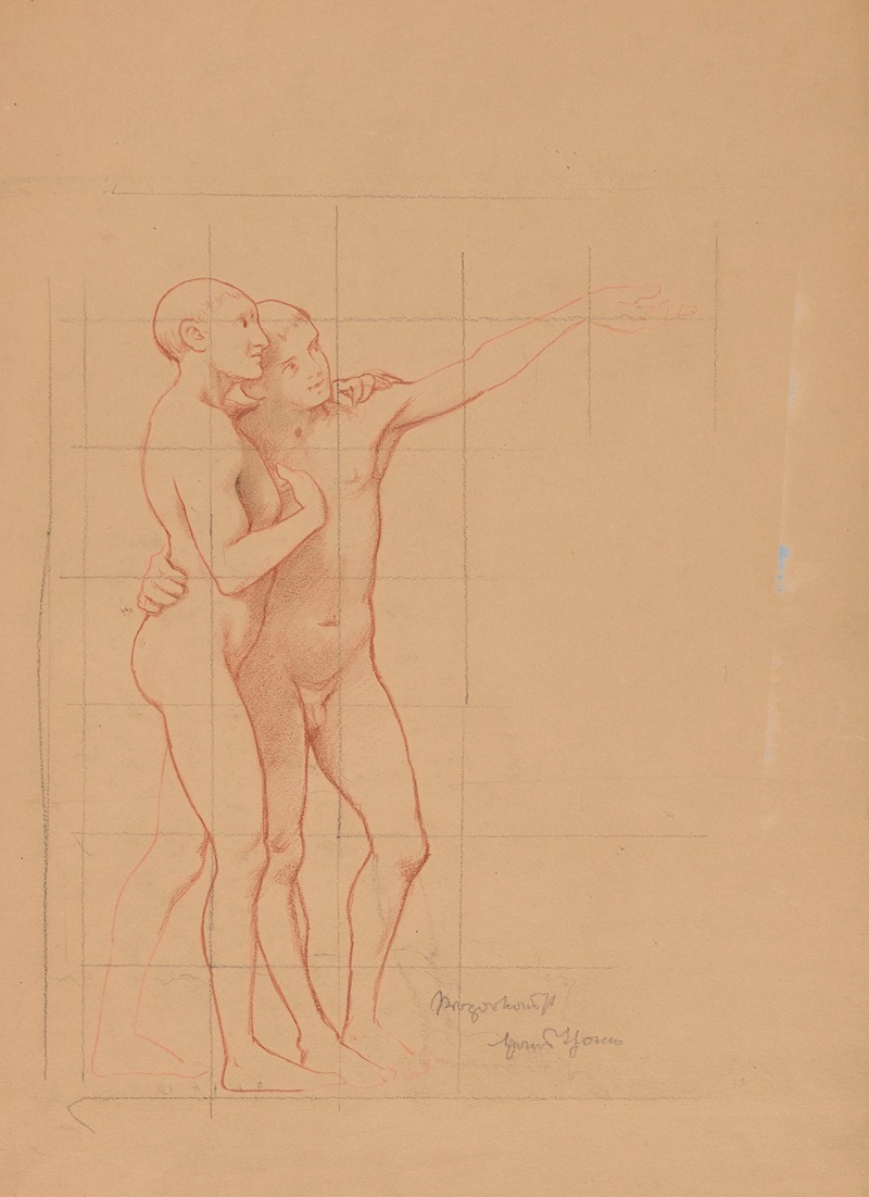 Two Nude Young Men, Embracing Each Other by Ханс Тома, 1890 — digital art print download