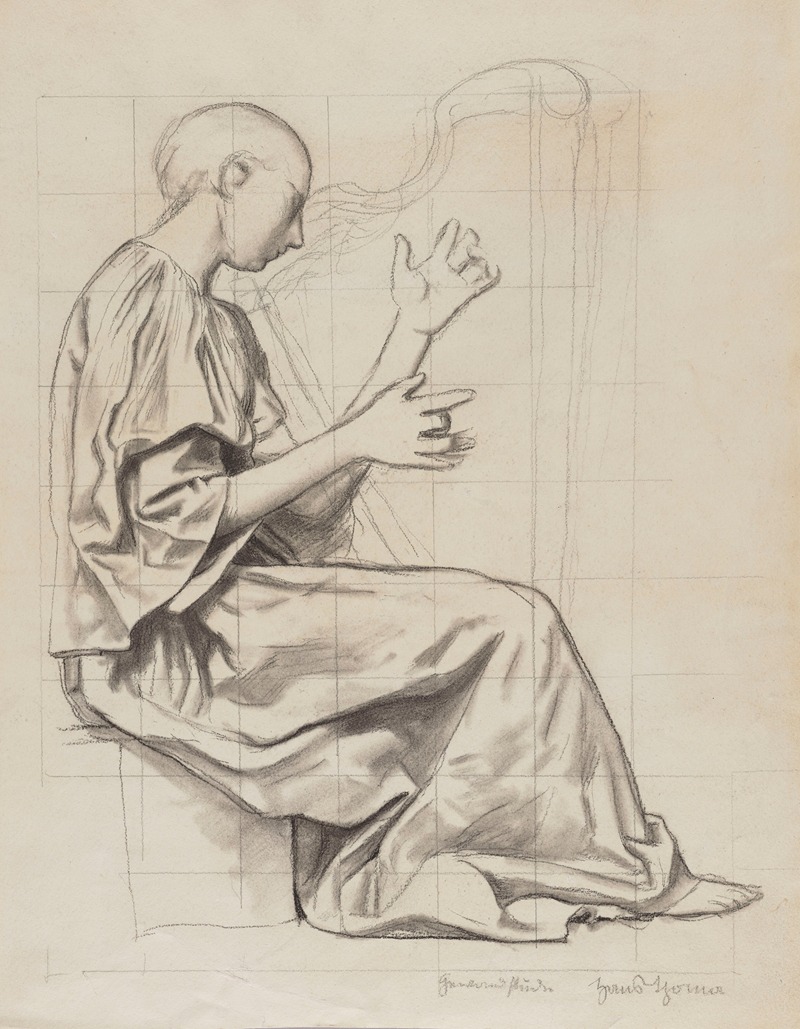 Woman Playing the Harp — Ханс Тома