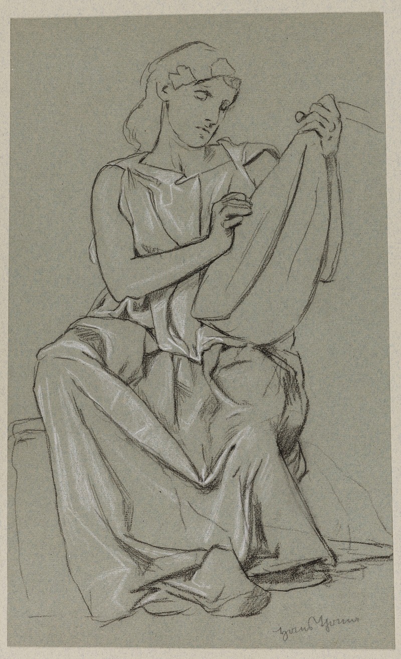 Woman Playing the Lute — Hans Thoma