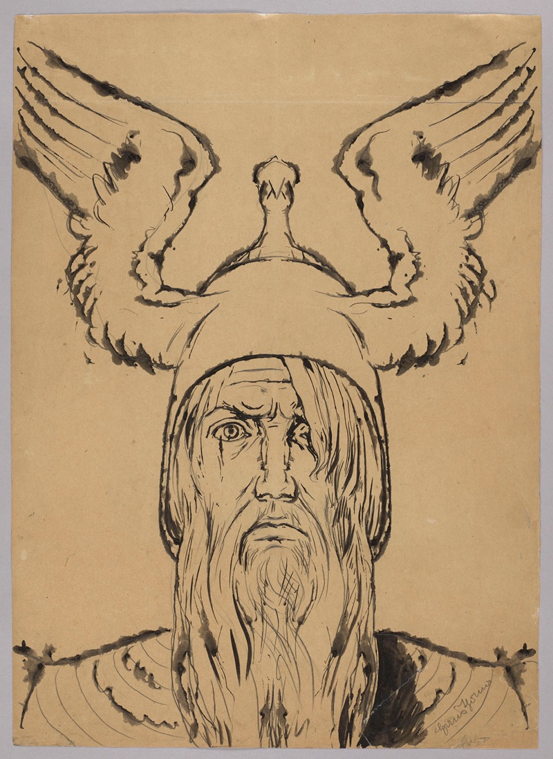 Wotan's Head in a Winged Helmet by Ханс Тома, 1895 — digital art print download