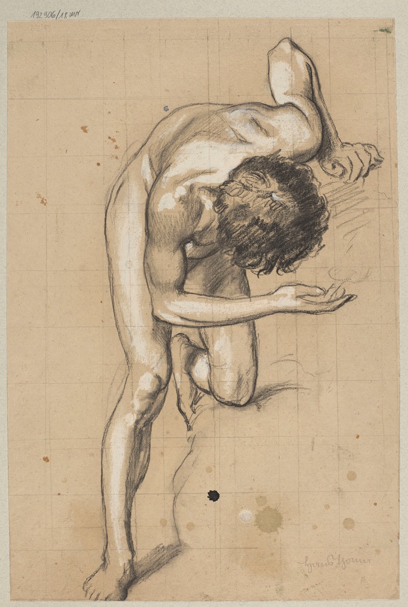 Young Male Nude Leaning Forward by Ханс Тома, 1888 — digital art print download