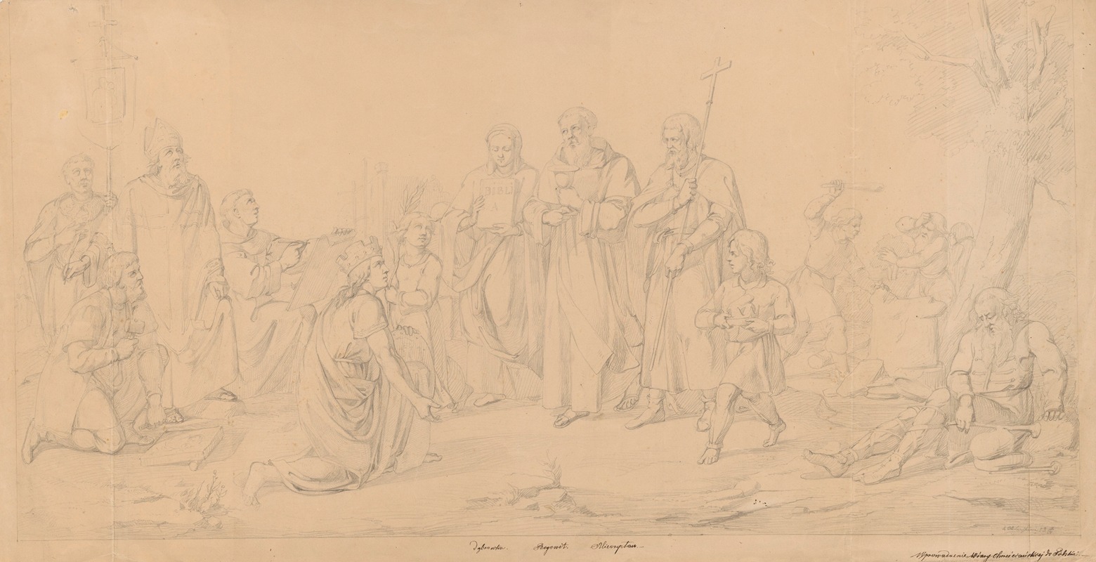 Introducing Christianity in Poland by Игнацы Гирдзейевский, 1853 — digital art print download