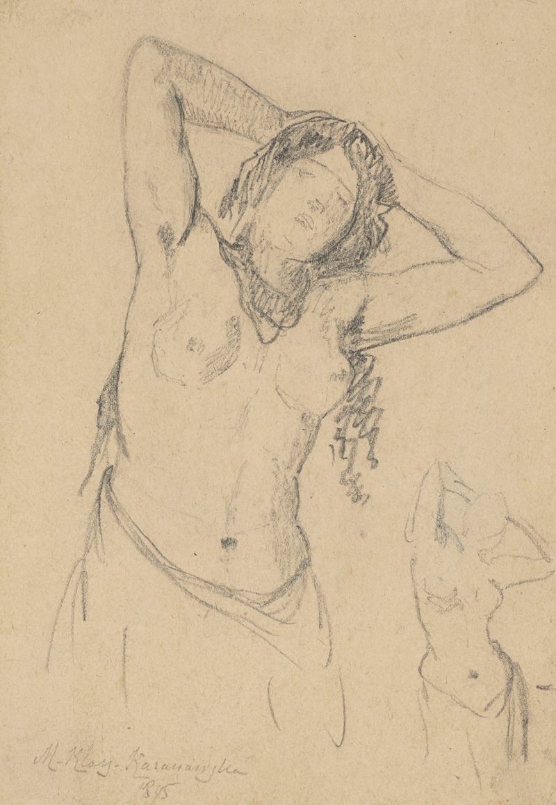 Female Nude. Two Sketches by Мария Класс-Казановская, 1895 — digital art print download