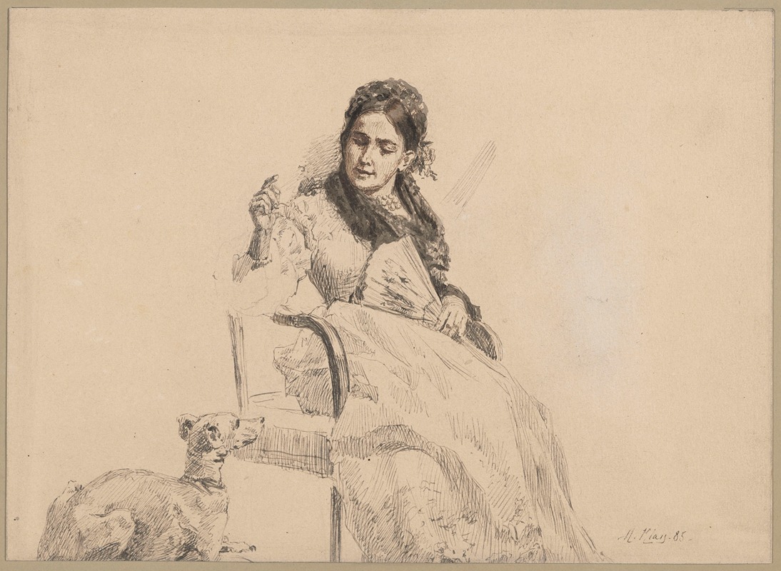 Woman with a Dog by Мария Класс-Казановская, 1885 — digital art print download