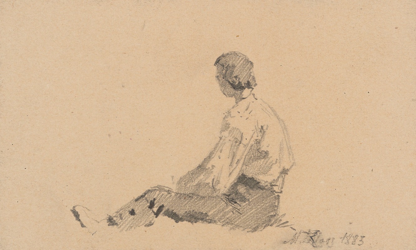 Young Man Sitting on the Ground by Мария Класс-Казановская, 1883 — digital art print download