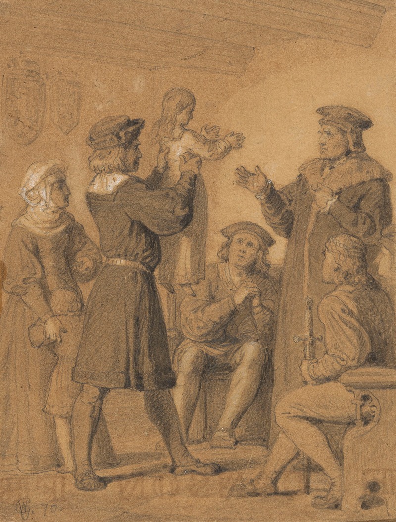 Kochanowski playing with Urszulka by Войцех Герсон, 1870 — digital art print download