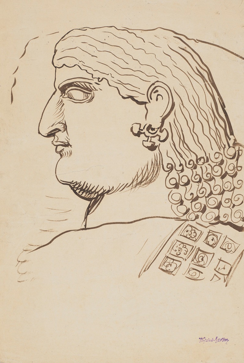 Male Head – Drawing after an Ancient Relief — Wojciech Gerson