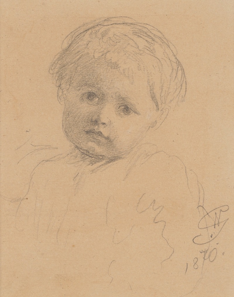 Study of a Child's Head by Войцех Герсон, 1870 — digital art print download