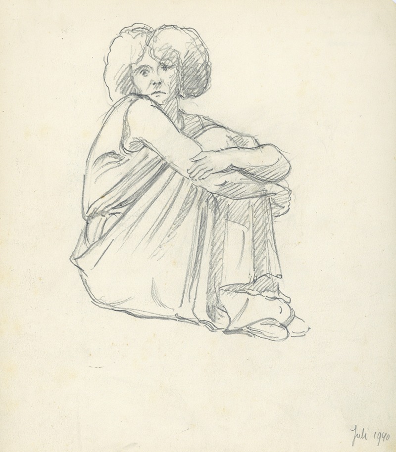 Zittende figuur by Альберт Дэененс, 1940 — digital art print download