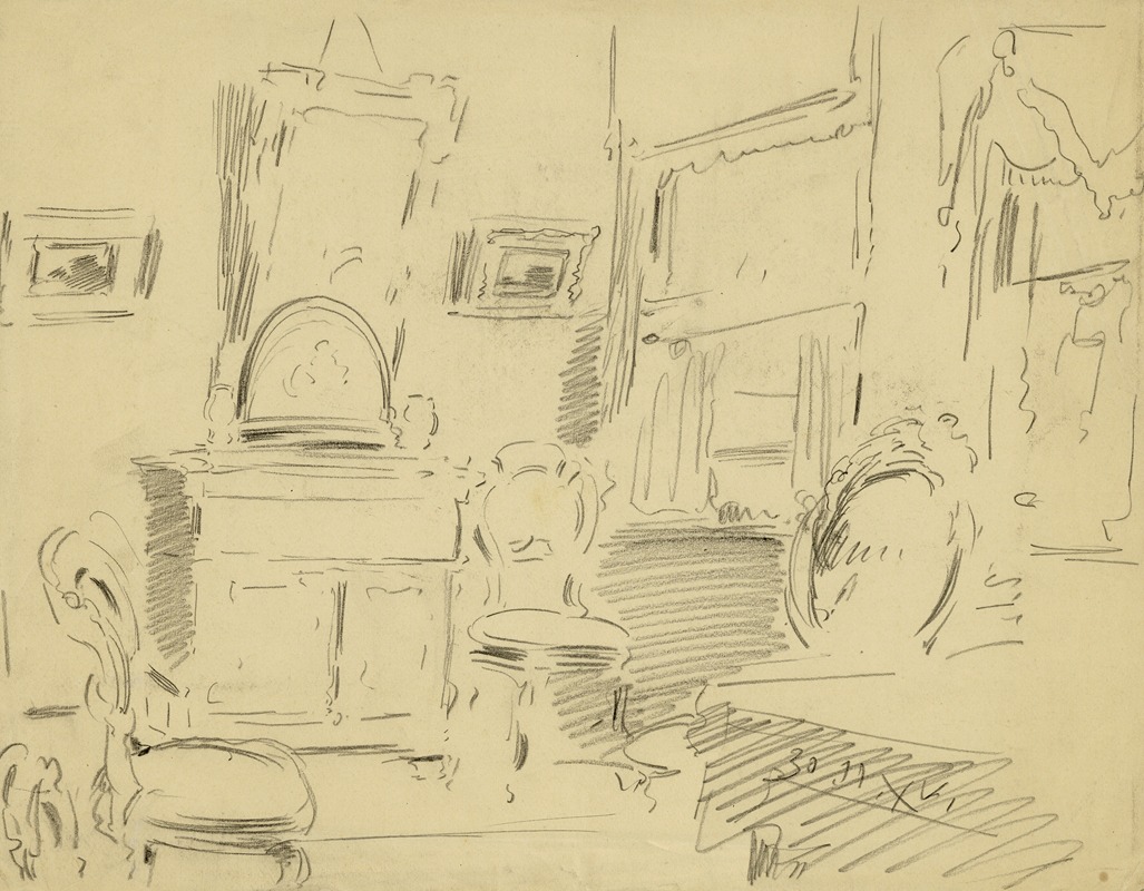 Binnenzicht in de woonkamer by Альфред Ост, 1915 — digital art print download