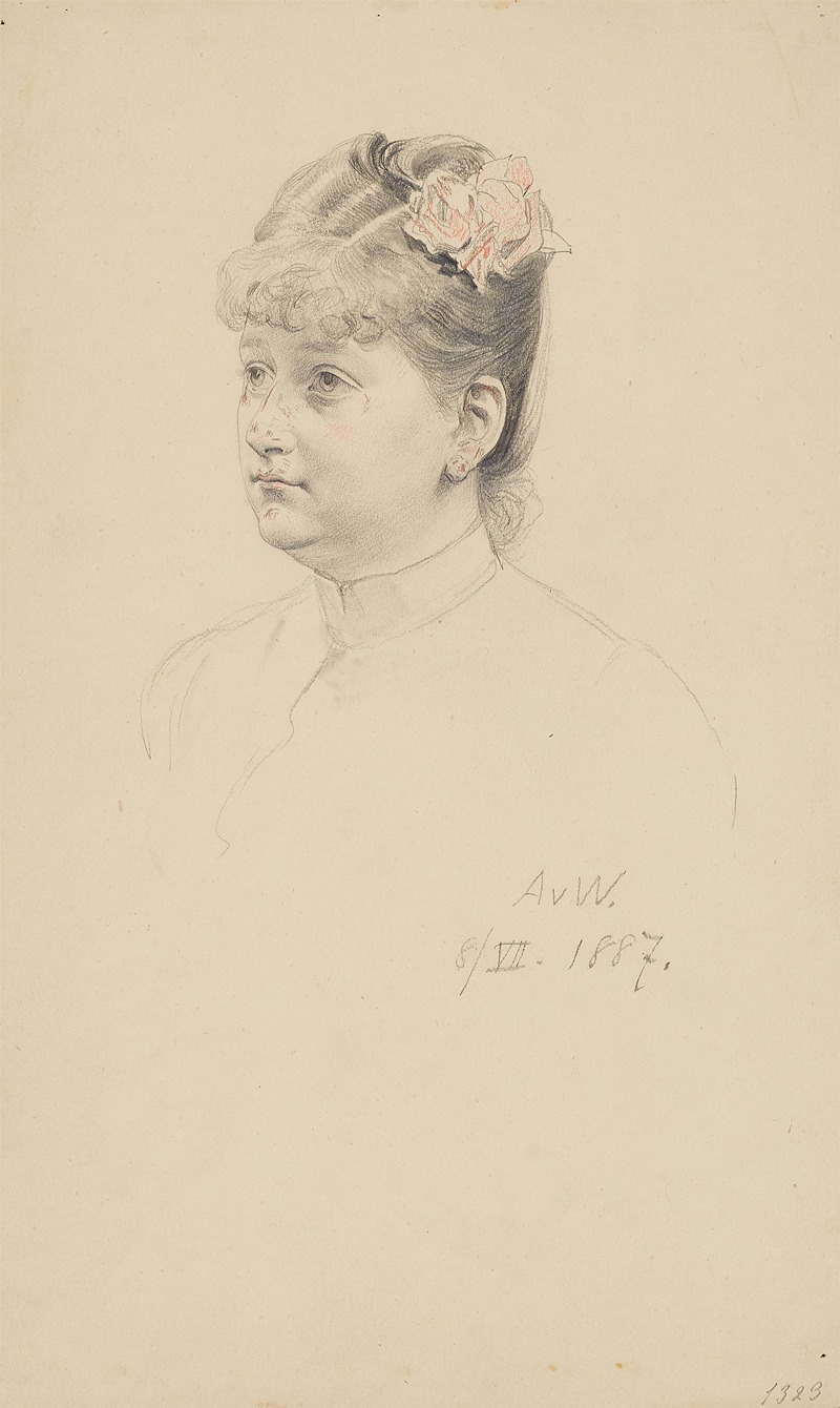 Weibliche Porträtstudie by Антон фон Вернер, 1887 — digital art print download