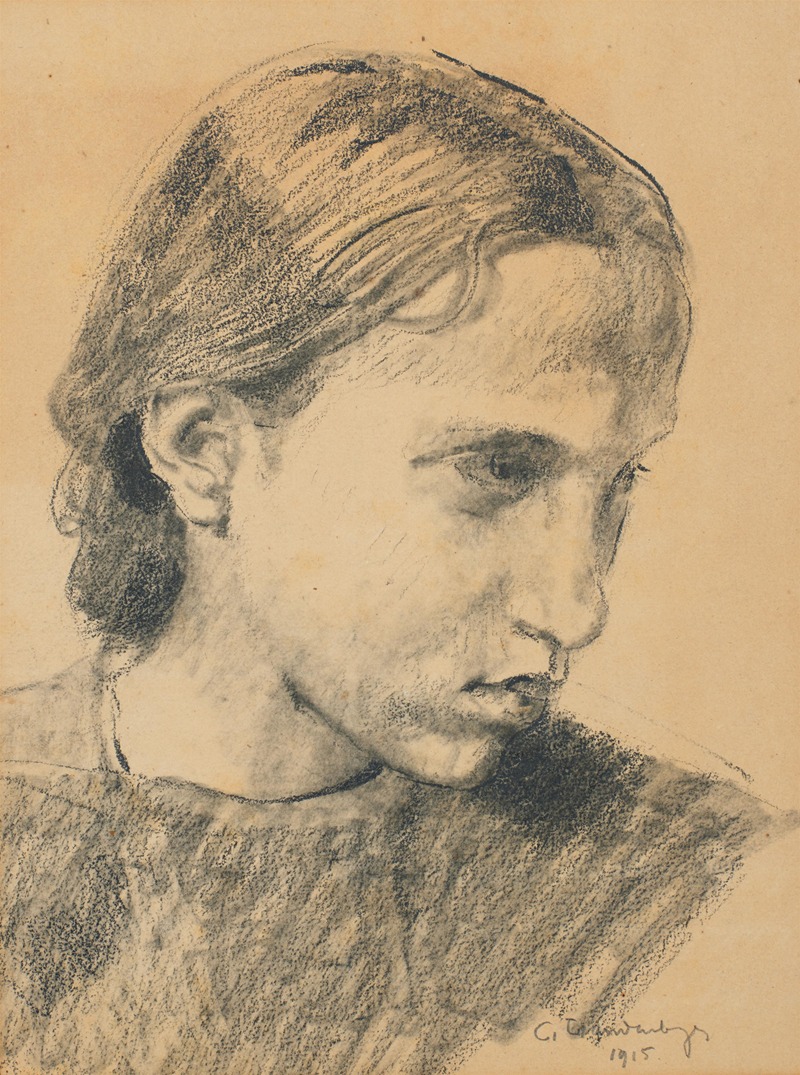 Portrait eines jungen Mädchens by Кристиан Ланденбергер, 1915 — digital art print download