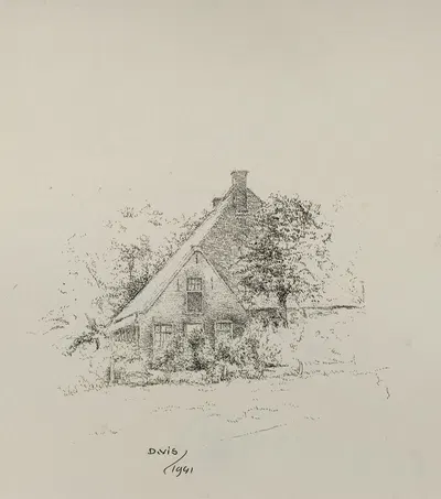 Baakmeerdijk te Bergen; oude boerderij by Дирк Вис, 1941 — digital art print download